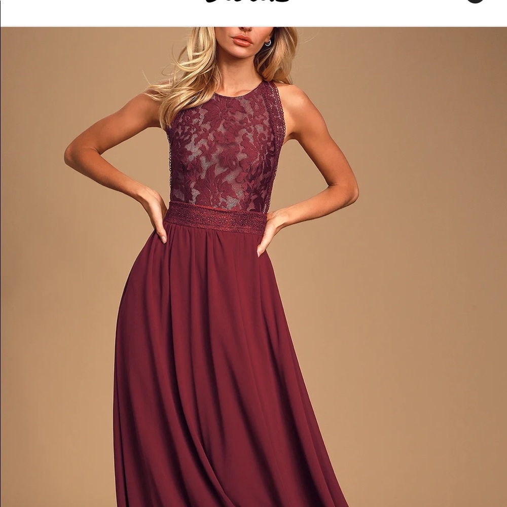 Lulus Forever and Always Lace Burgundy Dress